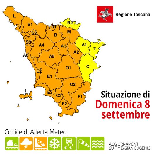 Pioggia e temporali in Toscana: scatta l’allerta arancione domenica 8